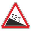 Дорожный знак 1.13 «Крутой спуск» (металл 0,8 мм, II типоразмер: сторона 900 мм, С/О пленка: тип А инженерная)